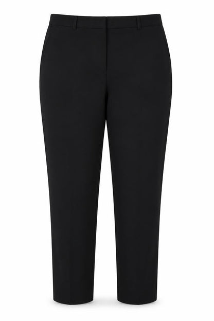 Front view of Preworn women’s black trousers, size UK 16, 29-inch leg