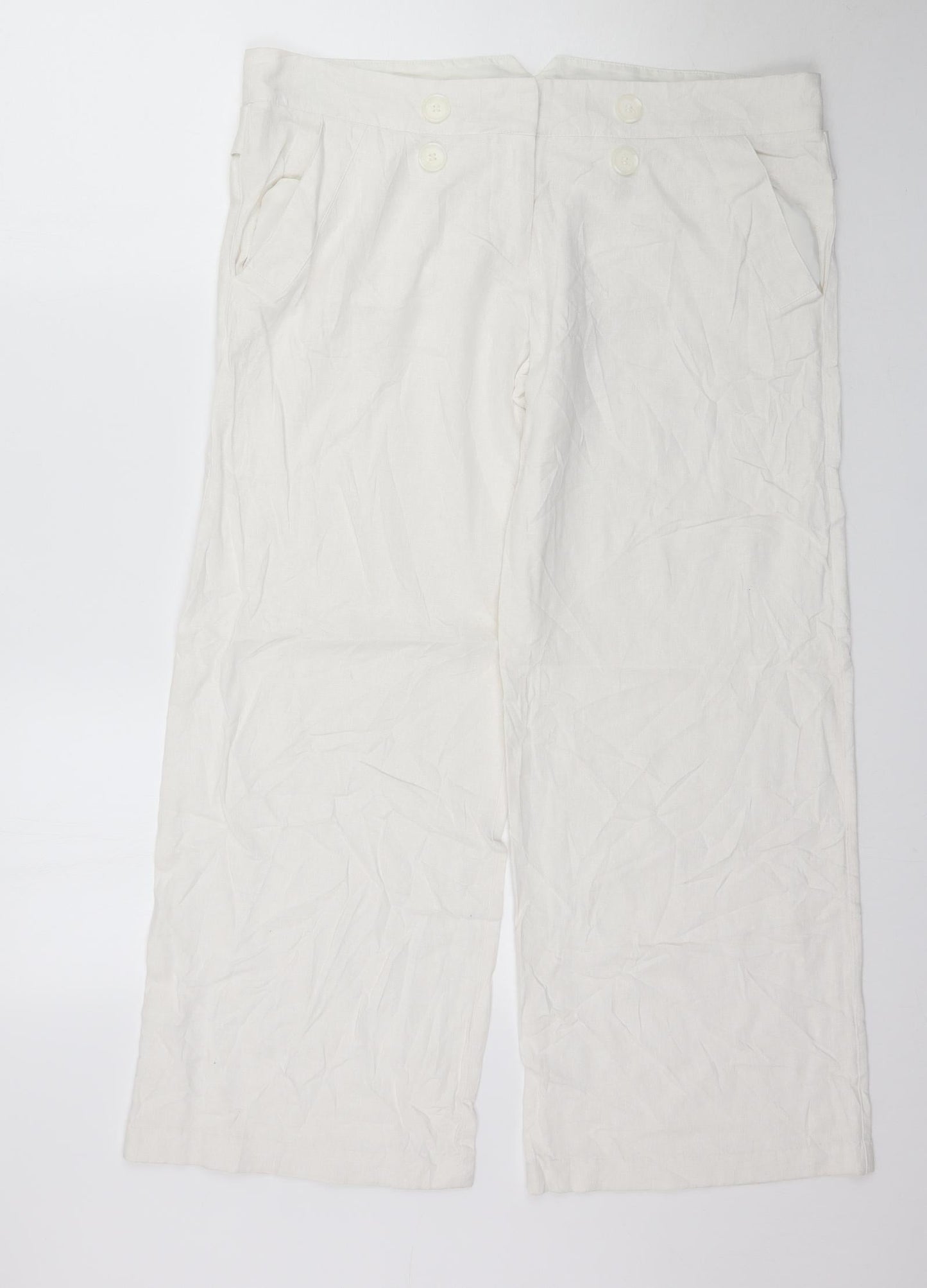 Preworn Womens White   Trousers  Size 16 L29 in