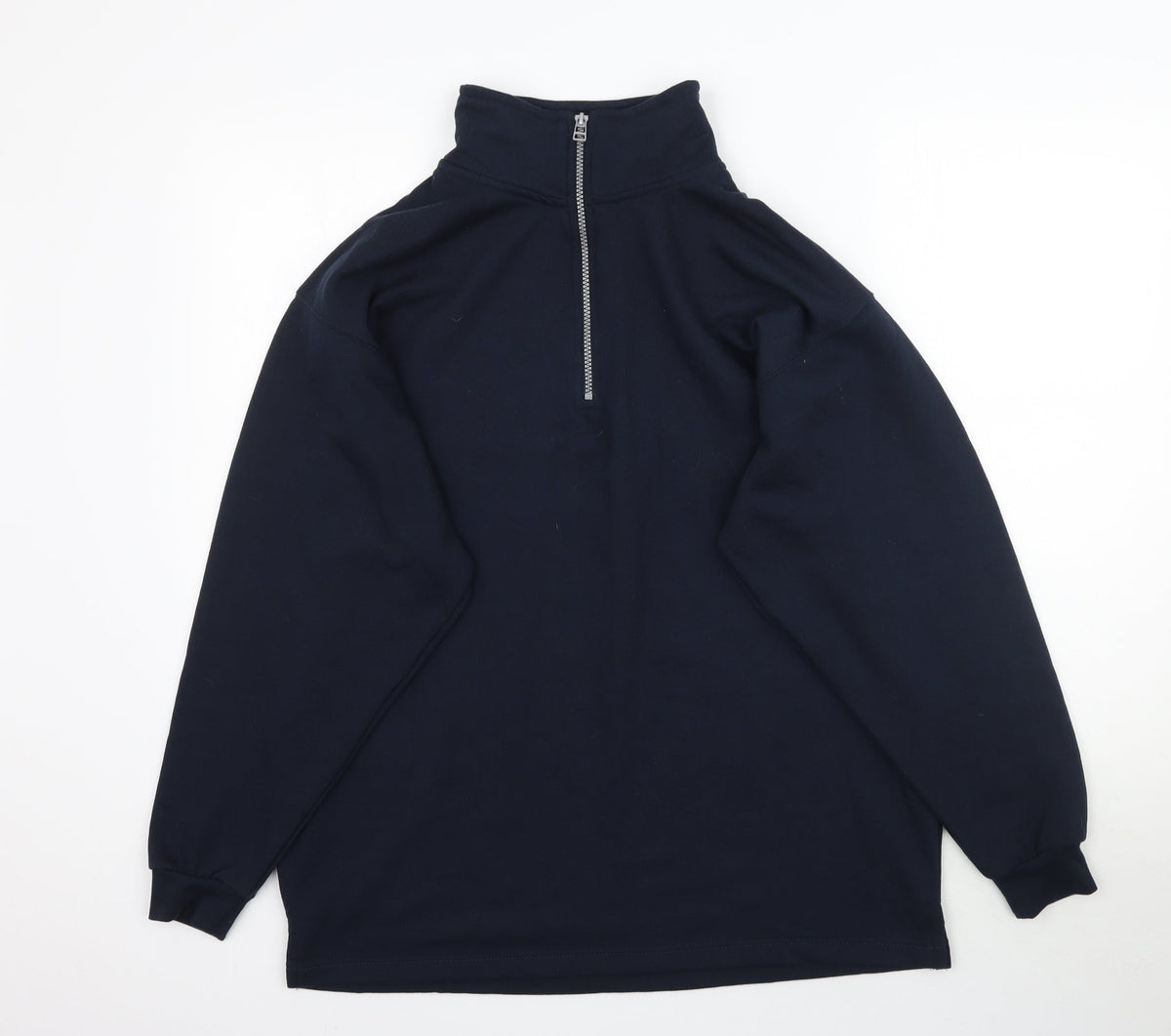 Additional front view of US BASIC women’s blue pullover sweatshirt, size M