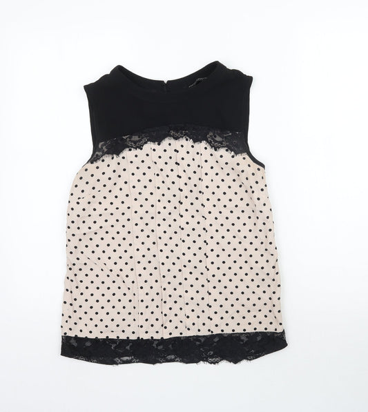 Dorothy Perkins Womens Beige Polka Dot  Basic Blouse Size 8