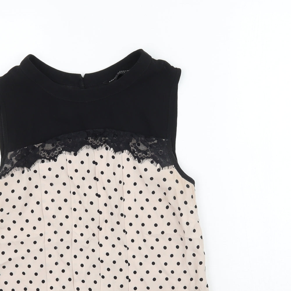 Dorothy Perkins Womens Beige Polka Dot  Basic Blouse Size 8