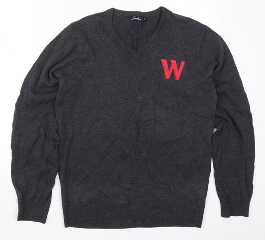 Premier Mens Grey  Knit Pullover Jumper Size M  - W