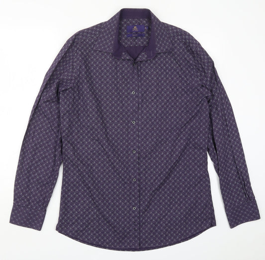 Mens UK Size 16 NEXT Purple  Button-Up Long Sleeve Casual Shirt