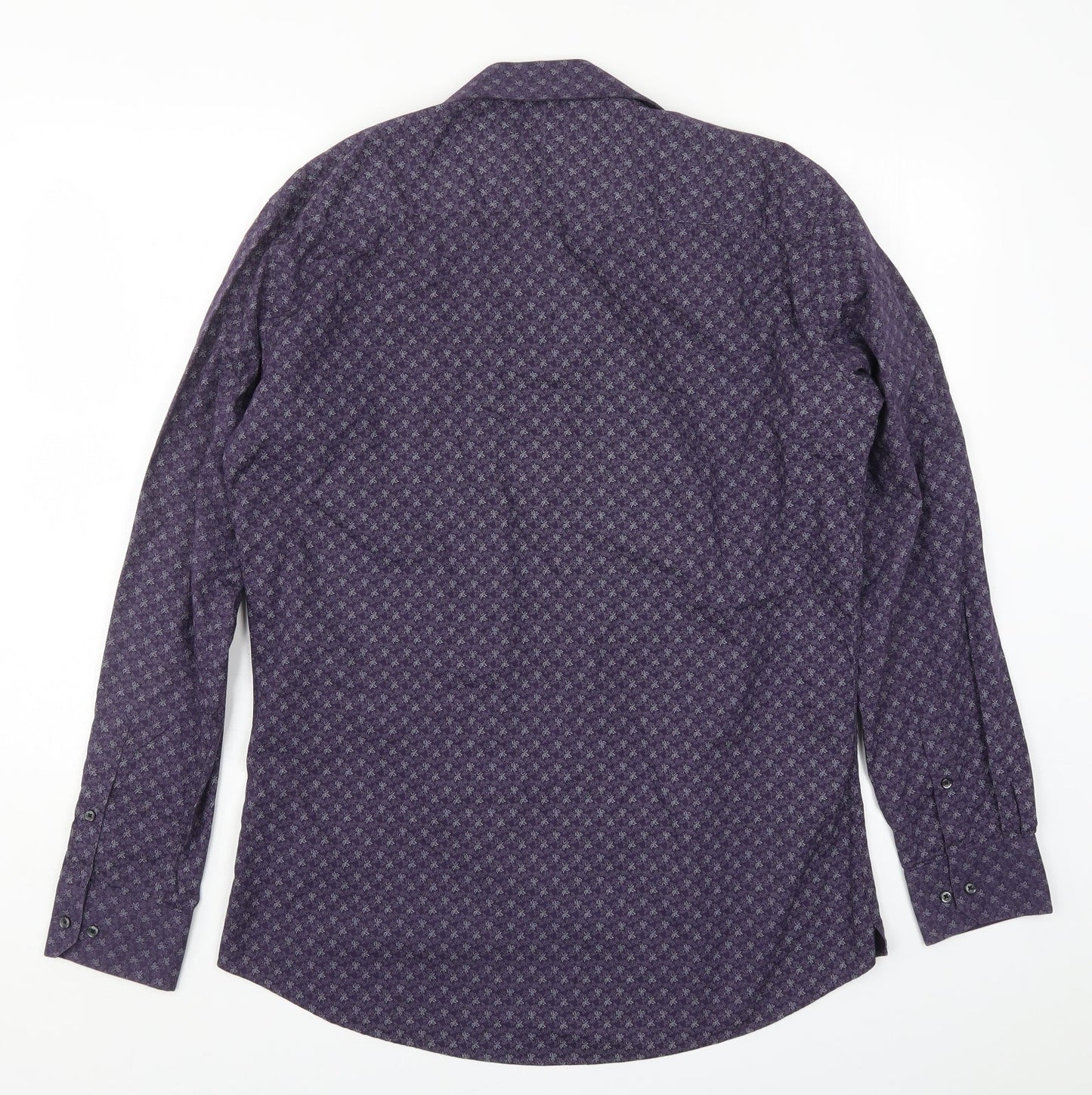 Mens UK Size 16 NEXT Purple  Button-Up Long Sleeve Casual Shirt