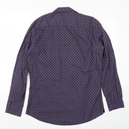 Mens UK Size 16 NEXT Purple  Button-Up Long Sleeve Casual Shirt