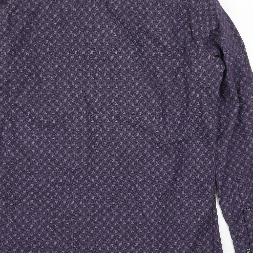 Mens UK Size 16 NEXT Purple  Button-Up Long Sleeve Casual Shirt