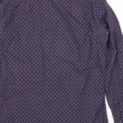 Mens UK Size 16 NEXT Purple  Button-Up Long Sleeve Casual Shirt