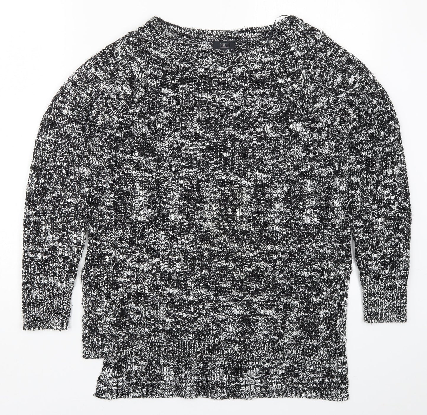 F&F Womens Black  Knit Pullover Jumper Size 10  - Black and White
