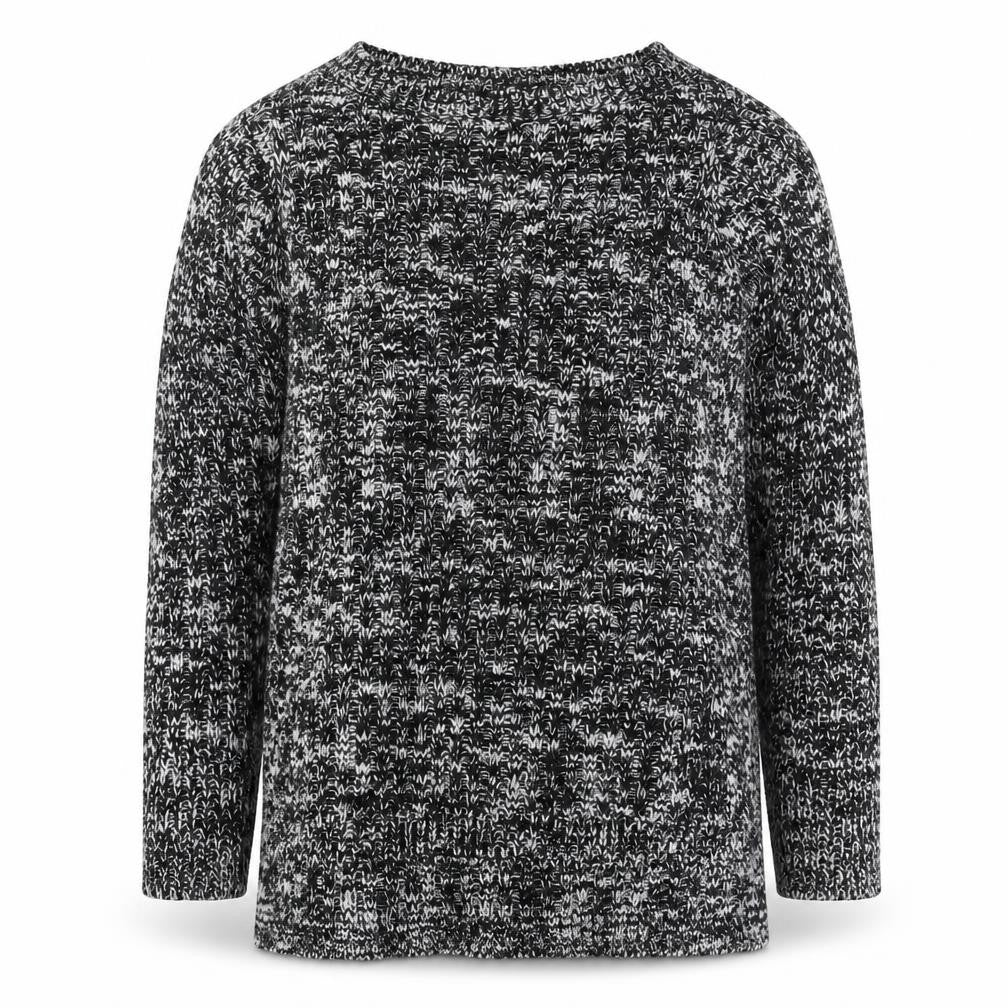 Front view of F&F women’s black knit jumper, size UK 10, - black and white