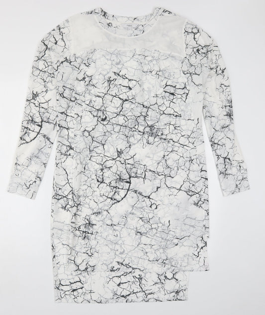 NEXT Womens White   T-Shirt Dress  Size 12  - Black and White Marble Effect