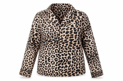 Front view of Influence women’s brown animal print top pyjama top, size UK 14