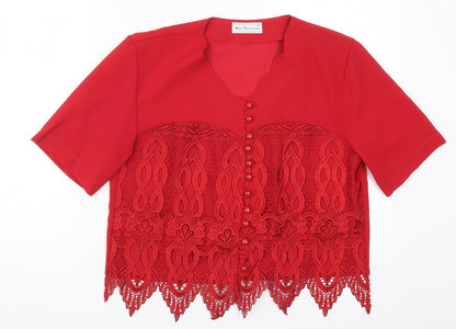 Additional front view of Mac Collection women’s red lace basic button-up, size M