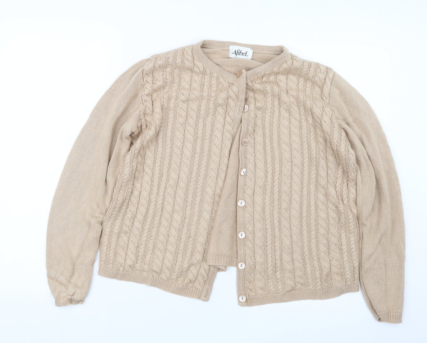 Womens UK Size 10 Afibel Beige Cardigan Jumper