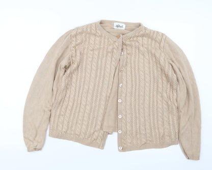 Womens UK Size 10 Afibel Beige Cardigan Jumper
