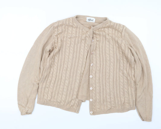 Womens UK Size 10 Afibel Beige Cardigan Jumper