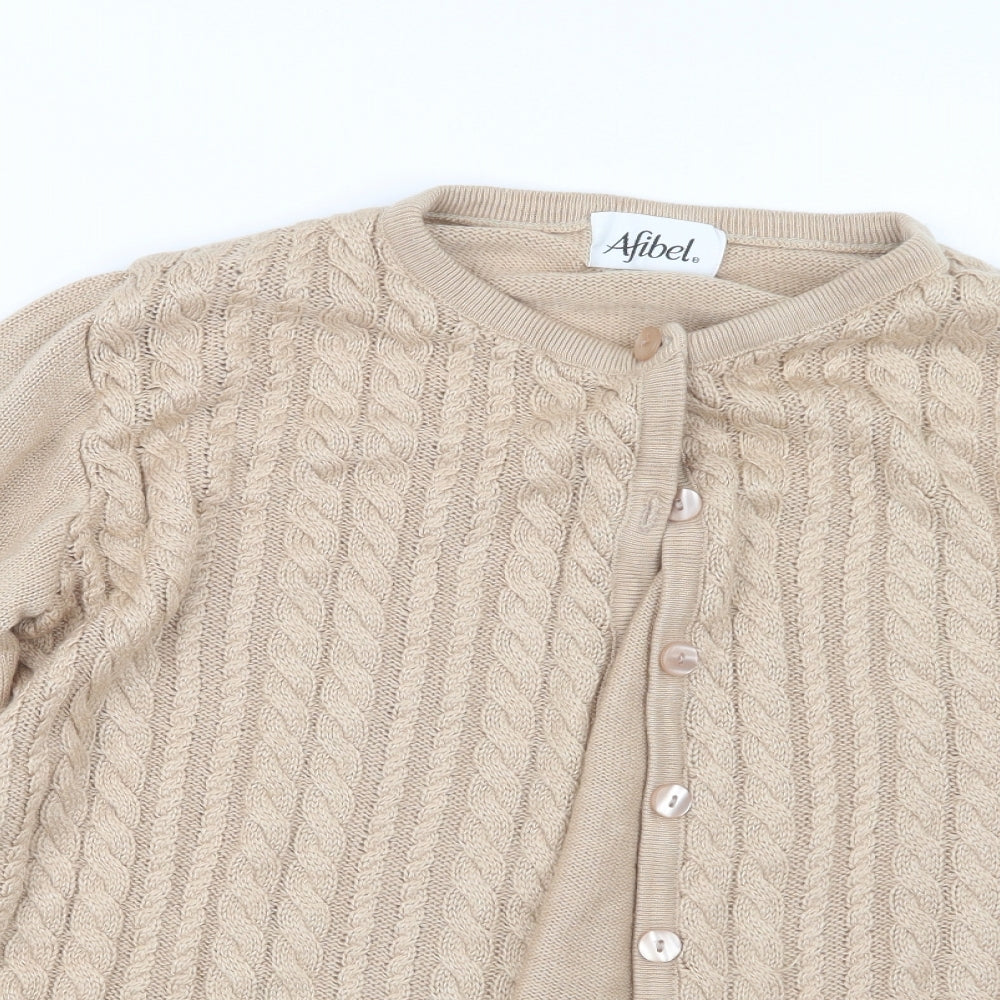 Womens UK Size 10 Afibel Beige Cardigan Jumper