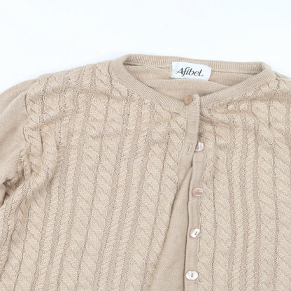 Womens UK Size 10 Afibel Beige Cardigan Jumper