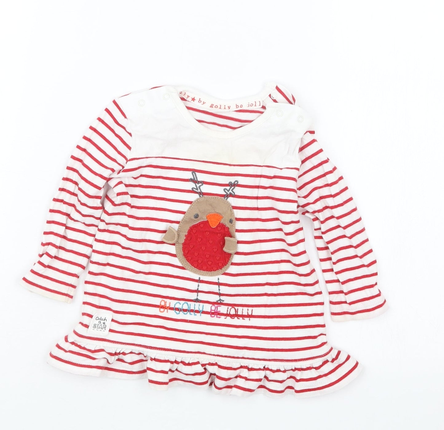 NEXT Girls Red Striped  Basic T-Shirt Size 6-9 Months