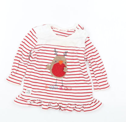 NEXT Girls Red Striped  Basic T-Shirt Size 6-9 Months