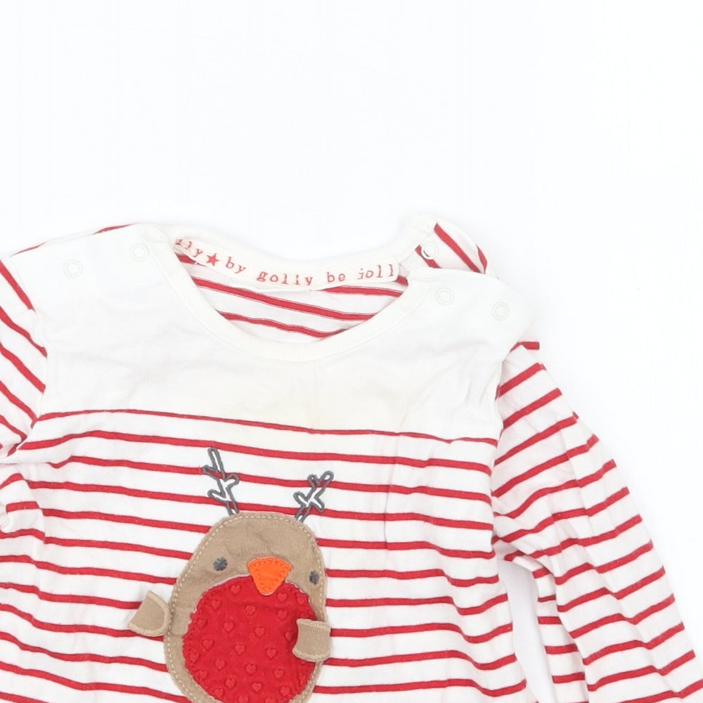 NEXT Girls Red Striped  Basic T-Shirt Size 6-9 Months