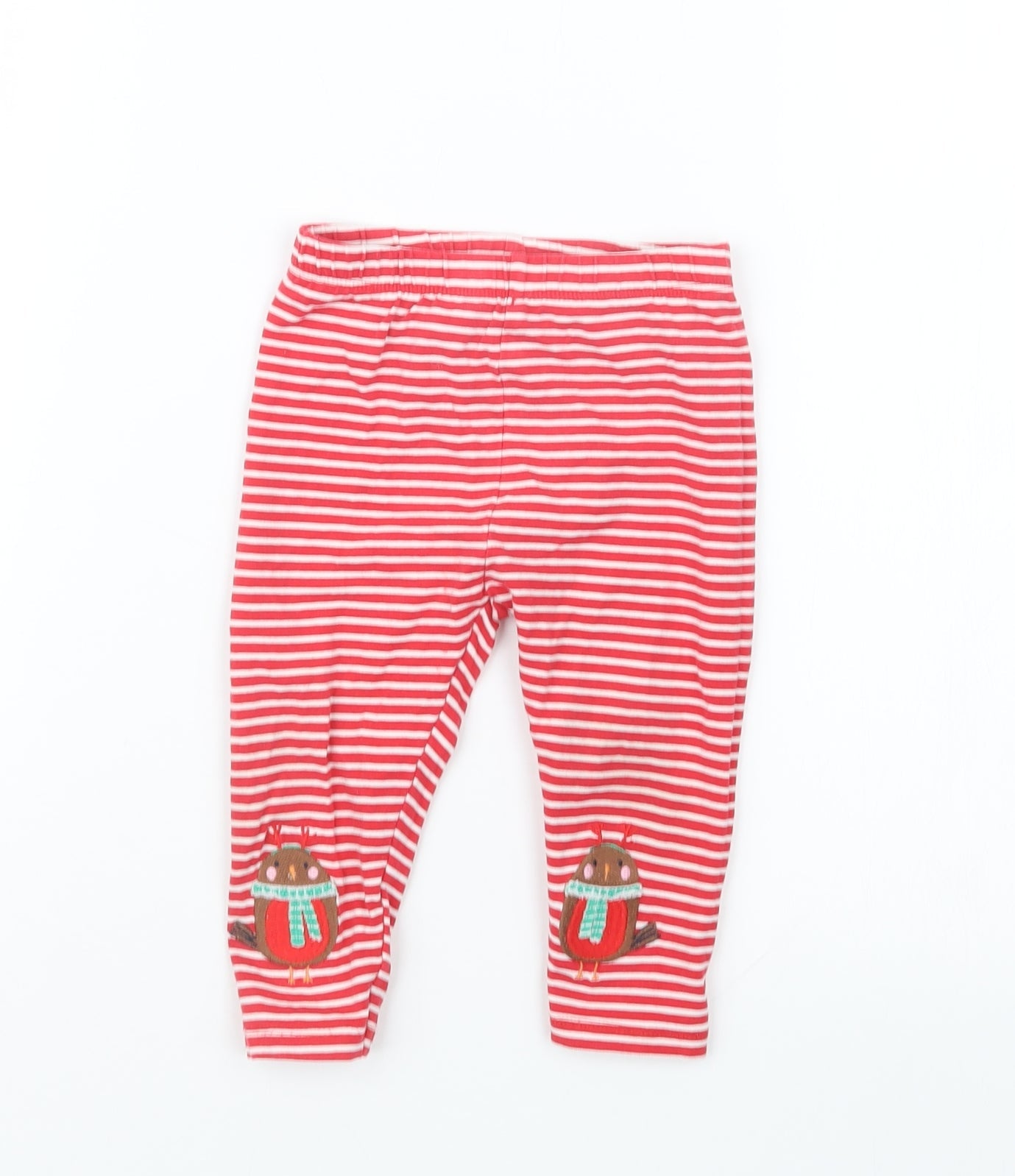 TU Girls Red Striped  Capri Trousers Size 12-18 Months  - Christmas