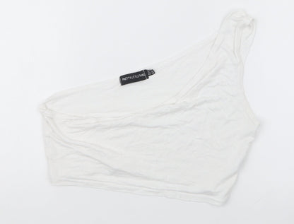 Womens UK Size 10 PRETTYLITTLETHING White Cropped T-Shirt