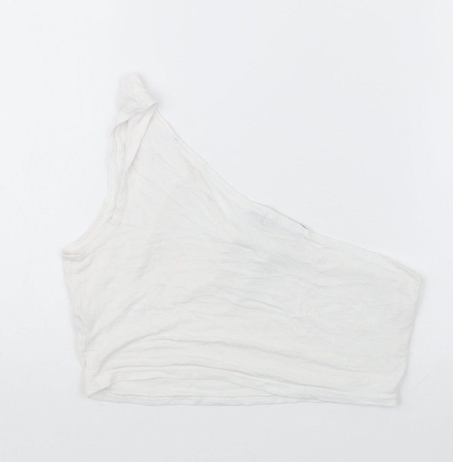 Womens UK Size 10 PRETTYLITTLETHING White Cropped T-Shirt