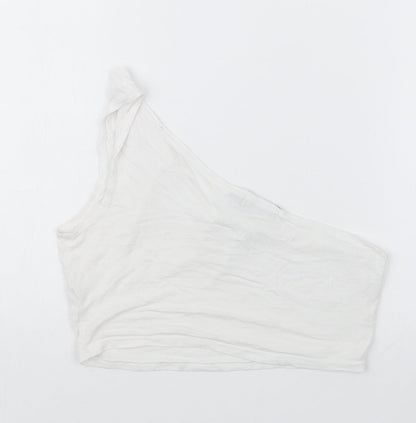 Womens UK Size 10 PRETTYLITTLETHING White Cropped T-Shirt