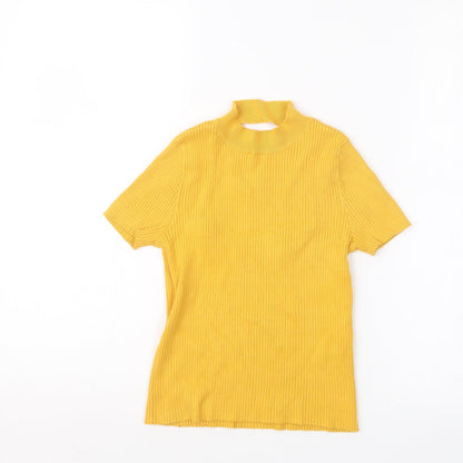 Womens UK Size S Bershka Yellow Basic T-Shirt