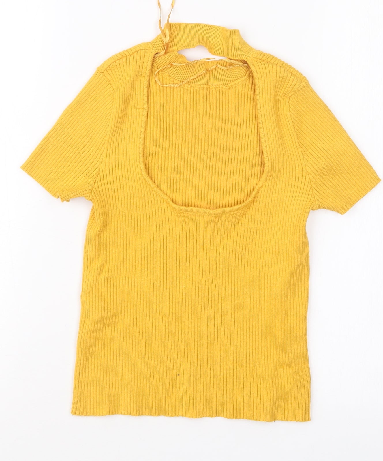 Womens UK Size S Bershka Yellow Basic T-Shirt
