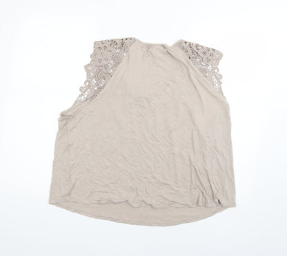 Womens UK Size XL H&M Beige Basic Blouse