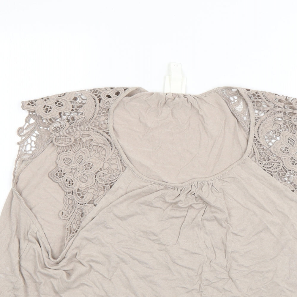 Womens UK Size XL H&M Beige Basic Blouse