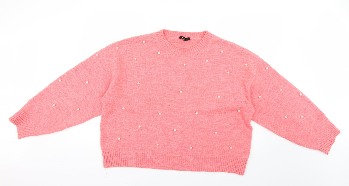 Womens UK Size L New Look Pink Pullover Jumper