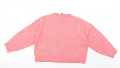 Womens UK Size L New Look Pink Pullover Jumper