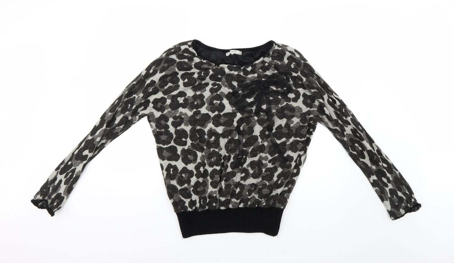 vegas Womens Brown Animal Print  Pullover Jumper Size M