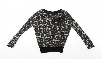 vegas Womens Brown Animal Print  Pullover Jumper Size M