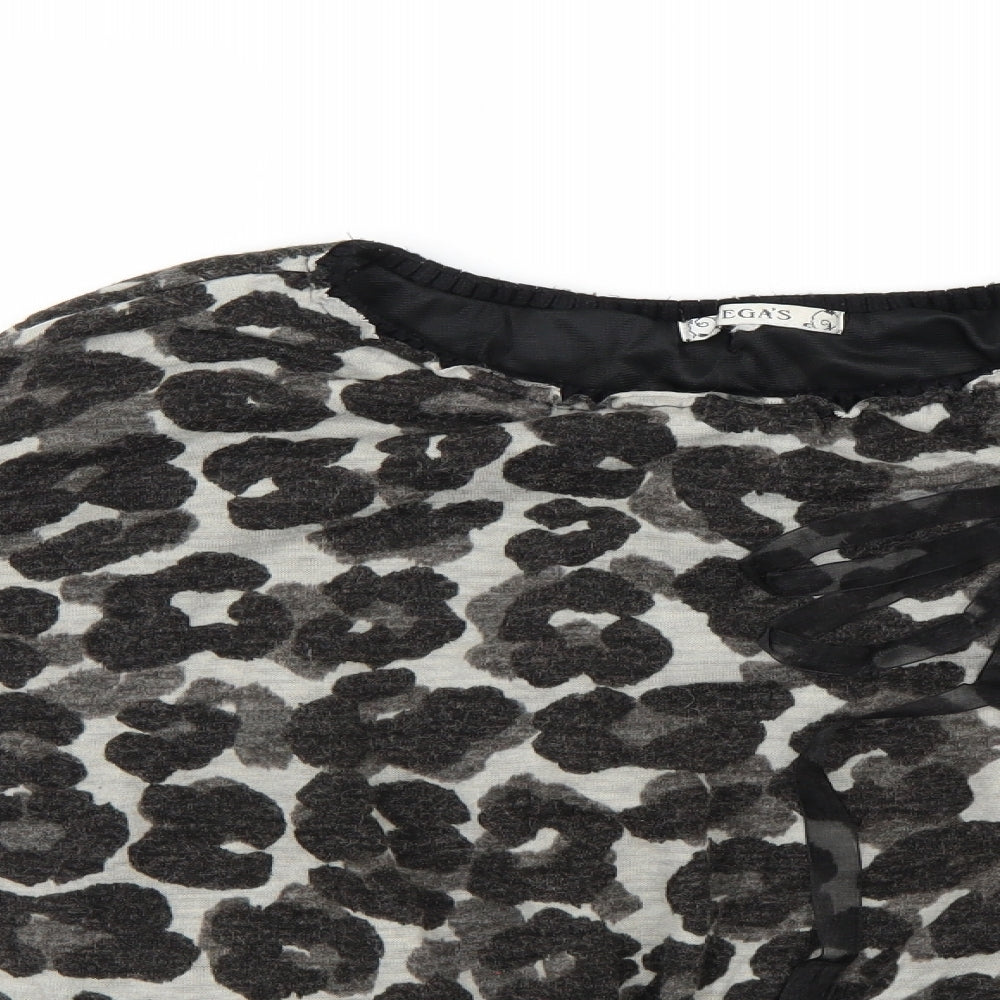 vegas Womens Brown Animal Print  Pullover Jumper Size M