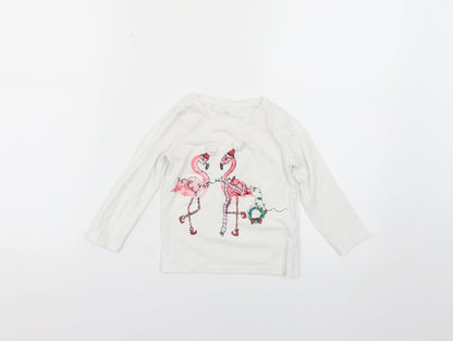 F&F Girls White Geometric  Basic T-Shirt Size 2-3 Years