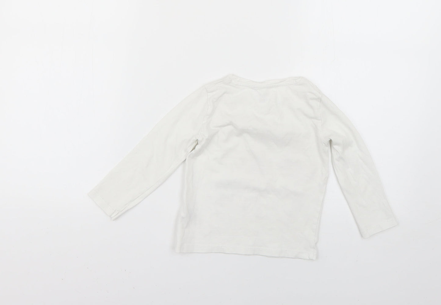 F&F Girls White Geometric  Basic T-Shirt Size 2-3 Years