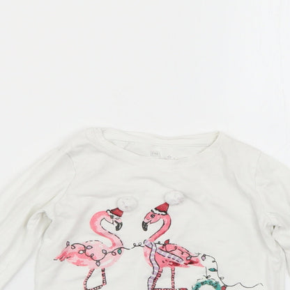 F&F Girls White Geometric  Basic T-Shirt Size 2-3 Years