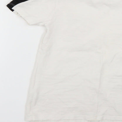 Brand and care label for Pep&Co boys’ white basic t-shirt, size 7-8, years