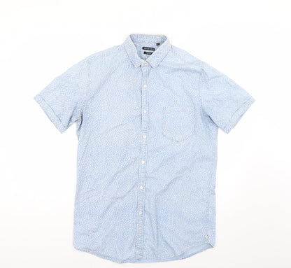 Mens UK Size M Industrie Blue  Button-Up Short Sleeve Casual Shirt