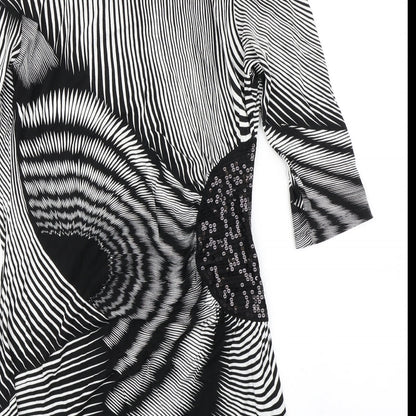 NEXT Womens Black Geometric  A-Line  Size 12