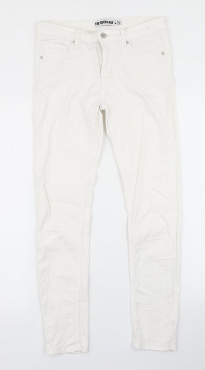 Womens UK Size 10 The Rockn Rev Regular Fit Skinny White Jeans