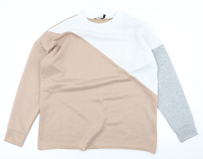 Boohoo Womens Brown Colourblock  Pullover Sweatshirt Size 8