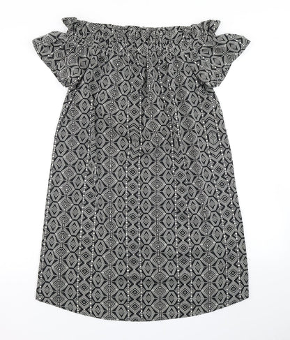 Atmosphere Womens Black Geometric  A-Line  Size 8