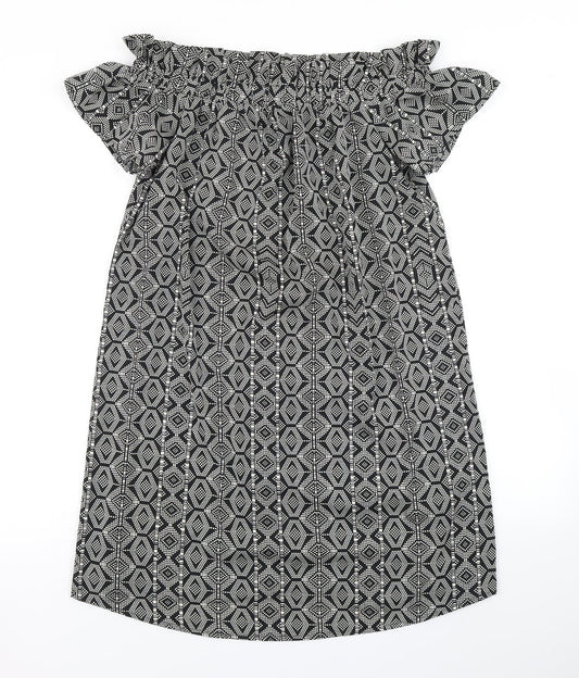 Atmosphere Womens Black Geometric  A-Line  Size 8