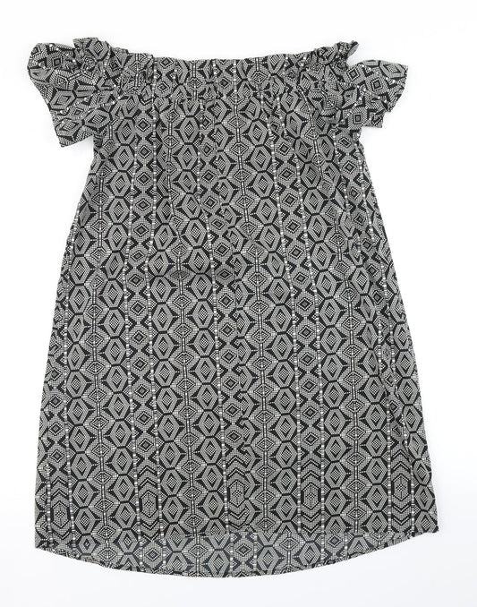 Atmosphere Womens Black Geometric  A-Line  Size 8