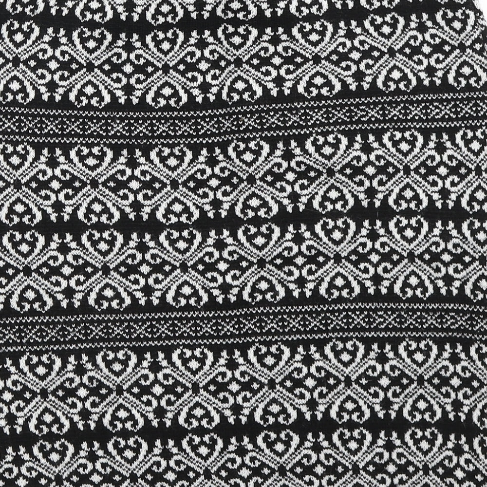 Boohoo Womens Black Paisley Knit A-Line Skirt Size S