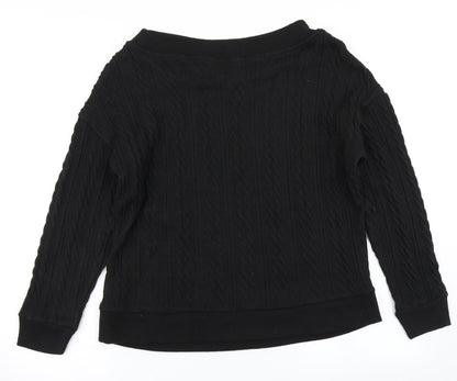 Nutmeg Womens Black  Knit Basic T-Shirt Size 12